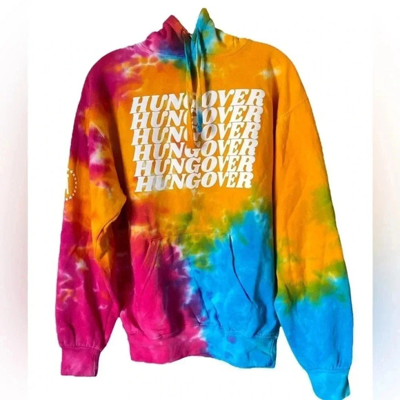 Tops - COLORTONE | Vibrant Tie & Dye Colortone Hungover Hoodie Size S (NWOT)
